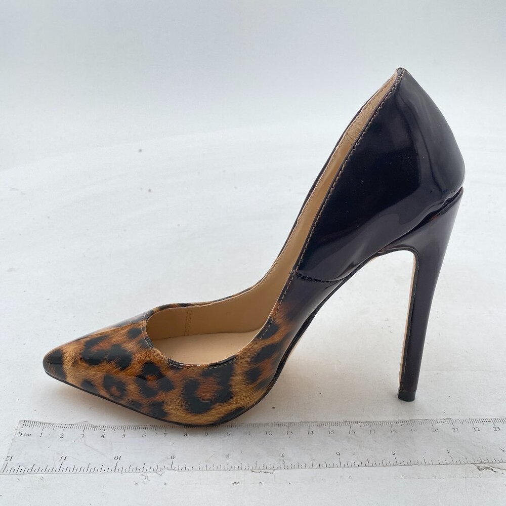 FSJ Black and Leopard Print Stiletto Heels